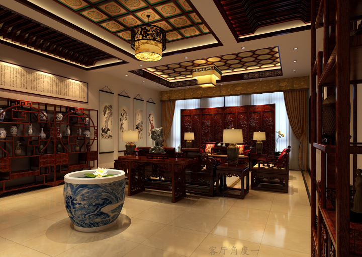 中式客廳書(shū)房裝修效果圖片_中式裝修效果圖_古典中式裝修效果圖集