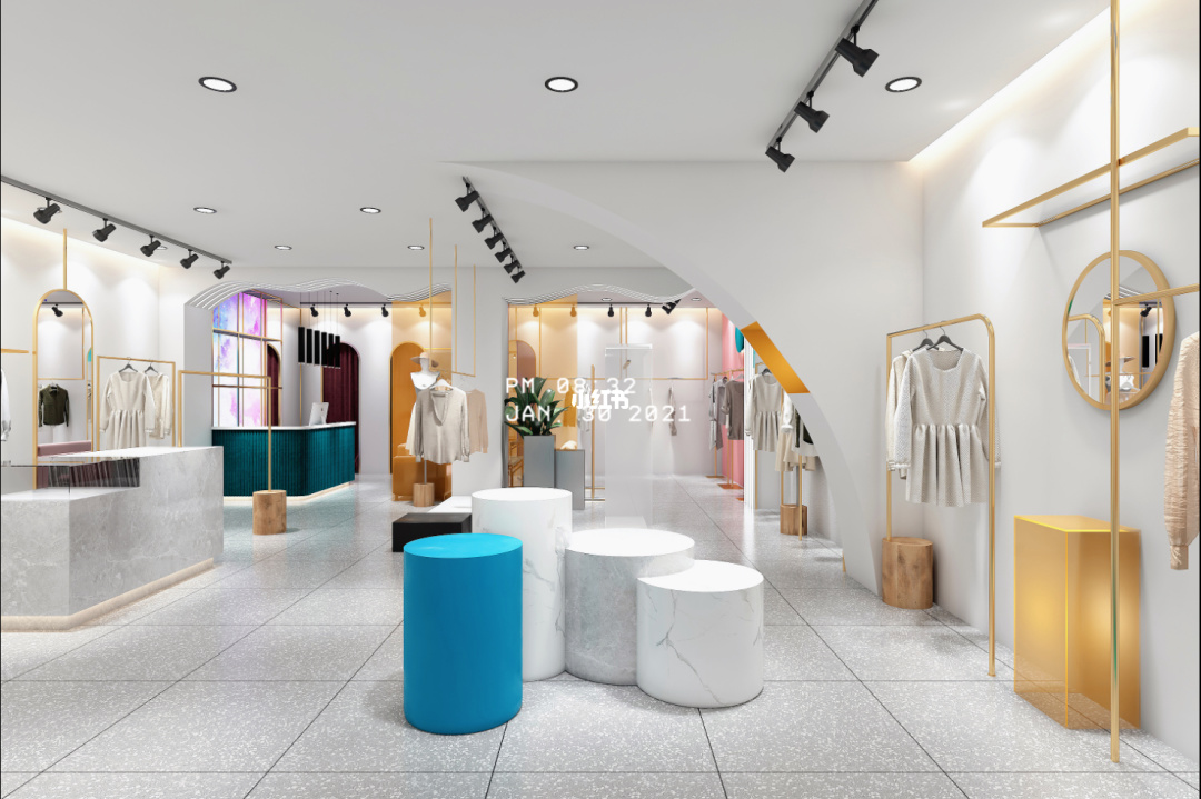 女裝網紅店裝修圖片_女裝店裝修_兩元店及多元店裝修效果圖