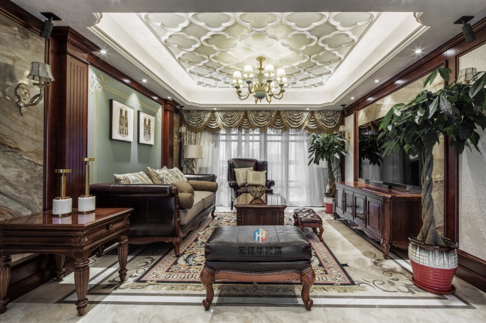 窗簾裝修效果圖柔和美式風客廳實景圖片美式經(jīng)典設計圖片賞析