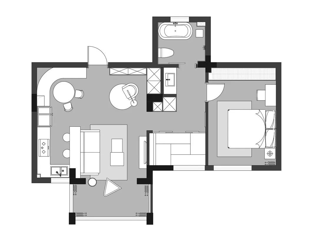 73㎡二居室簡約效果圖，餐廳這樣設(shè)計，很實用！