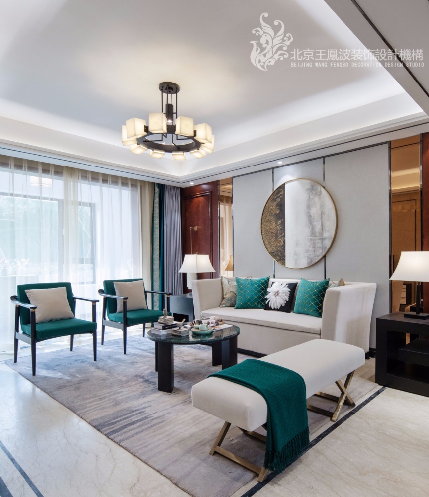 客廳窗簾裝修效果圖樣板間設計,簡約新中式混搭潮流混搭客廳設計圖片賞析