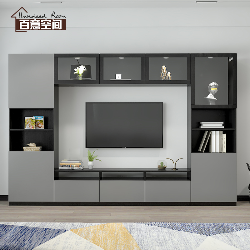 客廳墻三米六買多大電視_客廳電視墻裝修設(shè)計(jì)_新中式客廳電視背墻墻