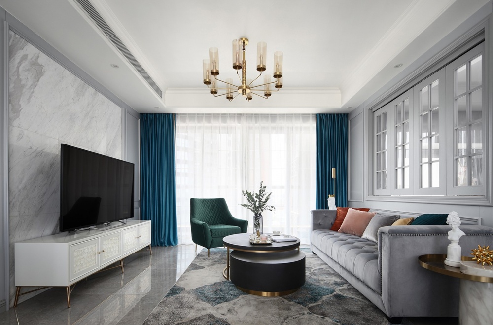 客廳窗簾裝修效果圖客廳“開”窗，書房搭帳篷！美式經(jīng)典客廳設(shè)計(jì)圖片賞析